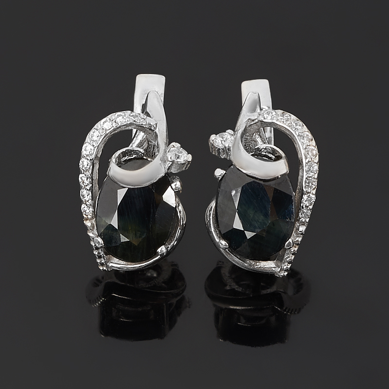 

Серьги сапфир черный (серебро 925 пр. родир. бел.) огранка