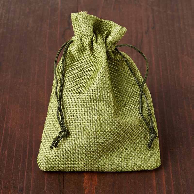 Подарочная упаковка (текстиль) универсальная (мешочек плоский) (зеленый) 140х95 мм