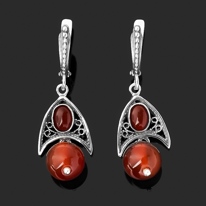 

Серьги сердолик (серебро 925 пр. оксидир.)