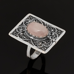 Кольцо розовый кварц Бразилия размер 17,5