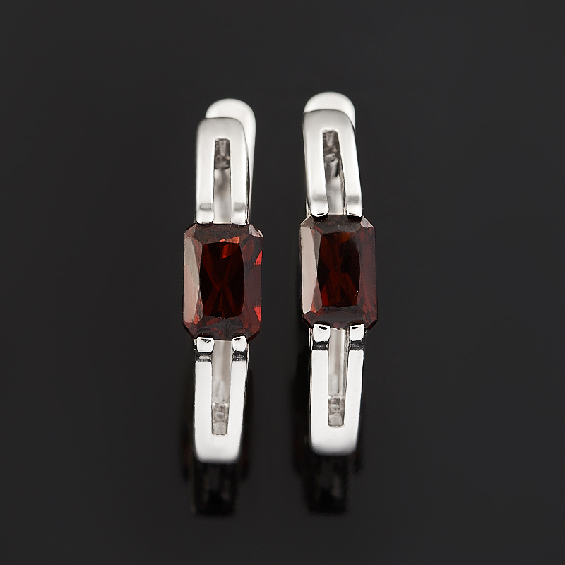 

Серьги гранат альмандин (серебро 925 пр. родир. бел.) огранка