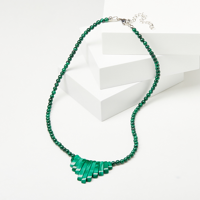 

Бусы малахит (биж. сплав, сталь хир.) (колье) 44 см (+7 см)