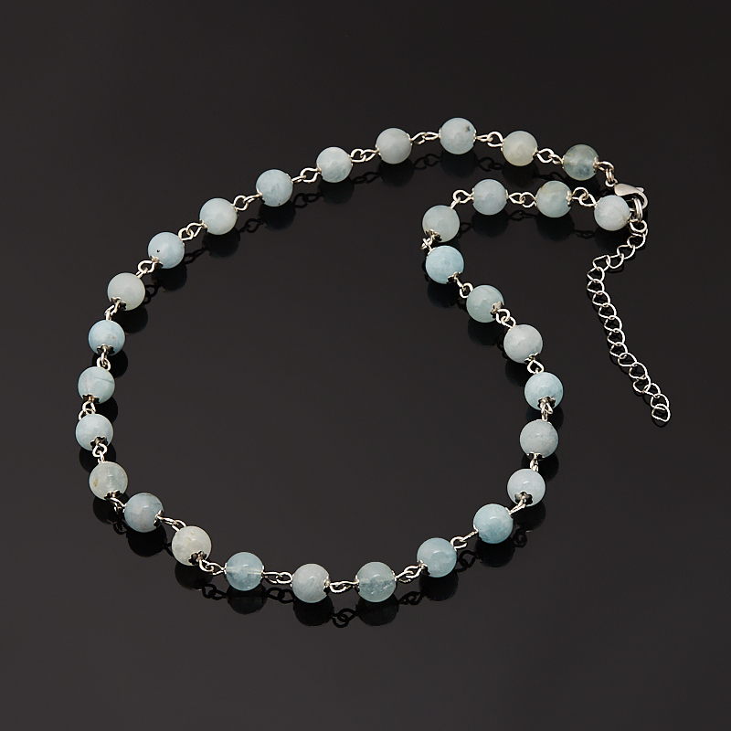 

Бусы аквамарин (биж. сплав, сталь хир.) 8 мм 45 см (+7 см)