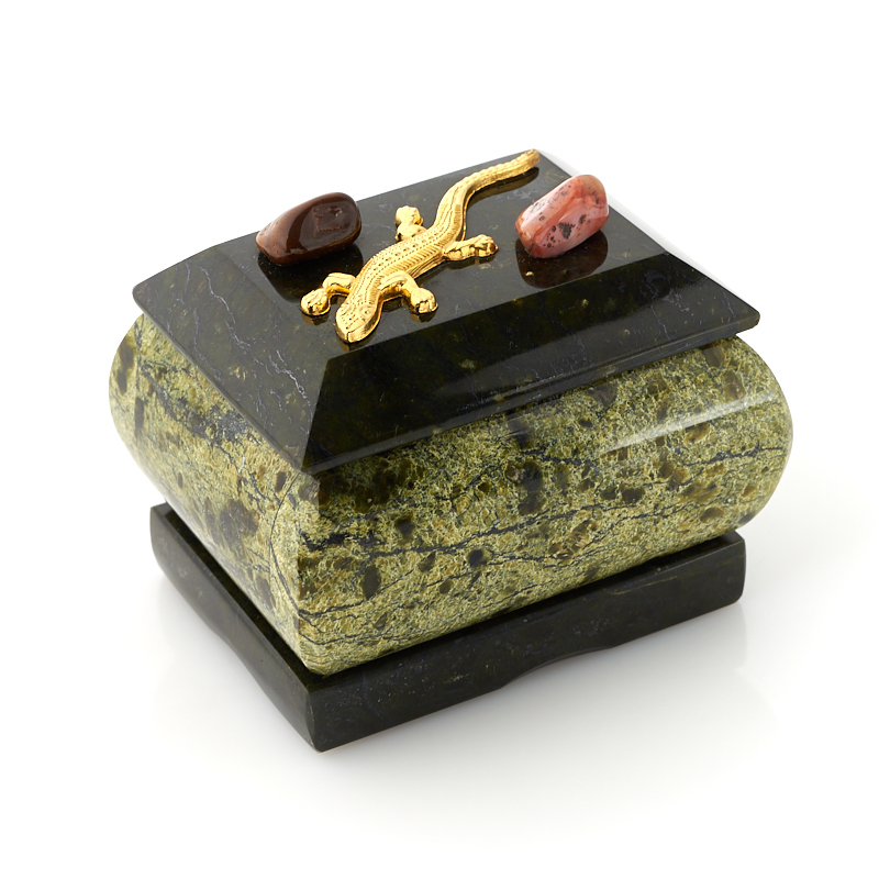 

Шкатулка змеевик 7х5,5х6 см