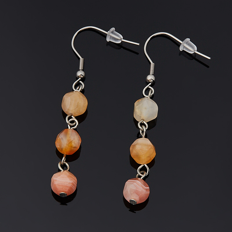

Серьги агат абрикосовый (биж. сплав, сталь хир.) огранка