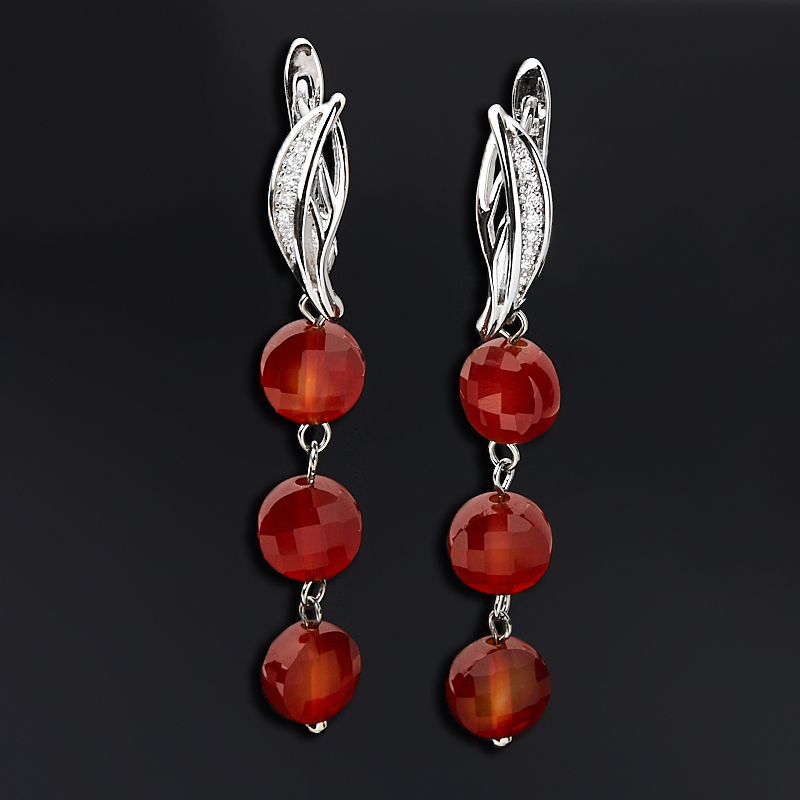 

Серьги сердолик (биж. сплав родир. бел.) огранка