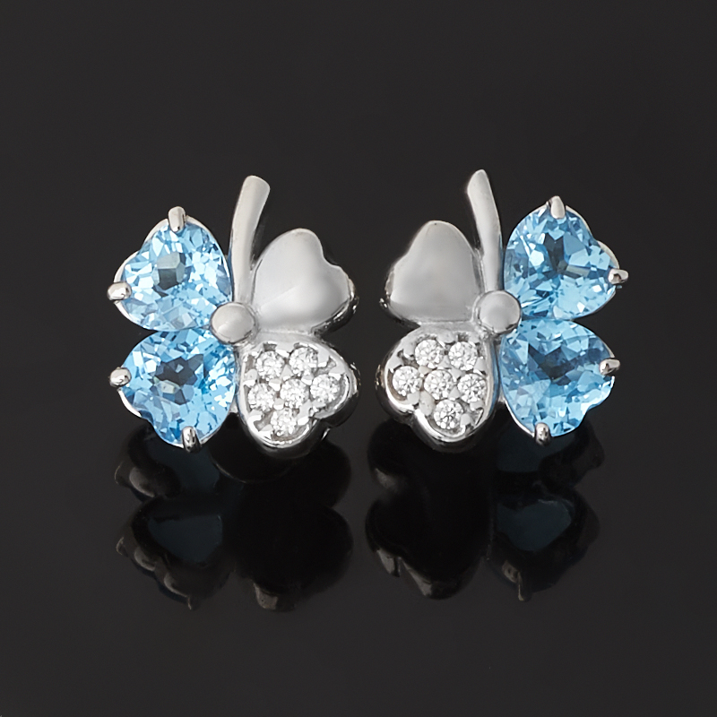 

Серьги топаз swiss (серебро 925 пр. родир. бел.) пуссеты огранка