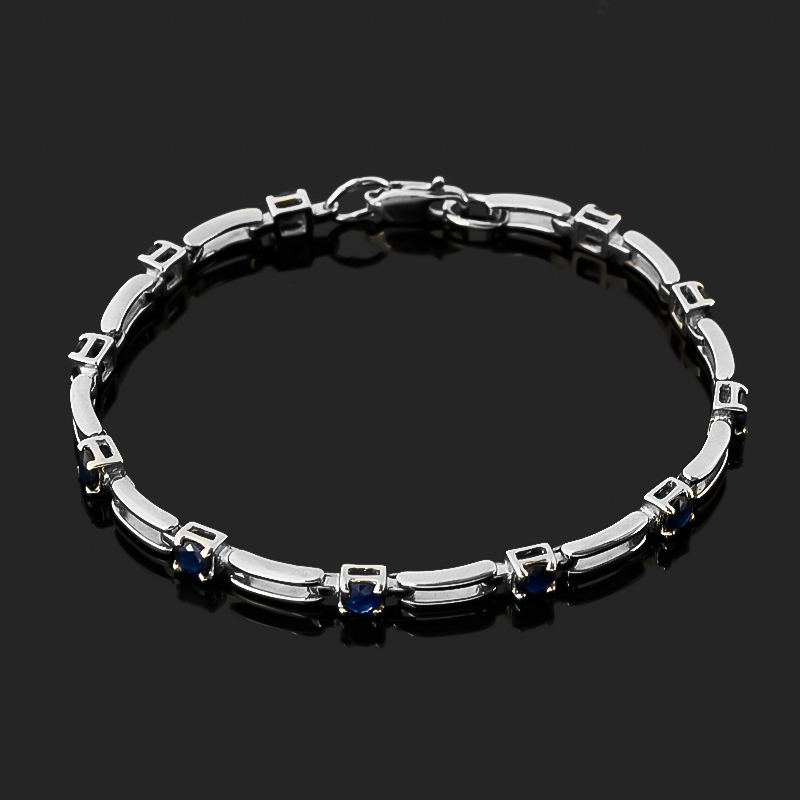 

Браслет сапфир черный (серебро 925 пр. родир. бел.) огранка 18 см