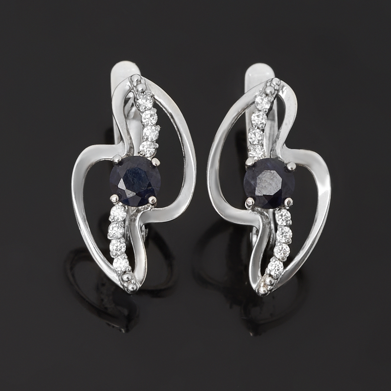 

Серьги сапфир черный (серебро 925 пр. родир. бел.) огранка