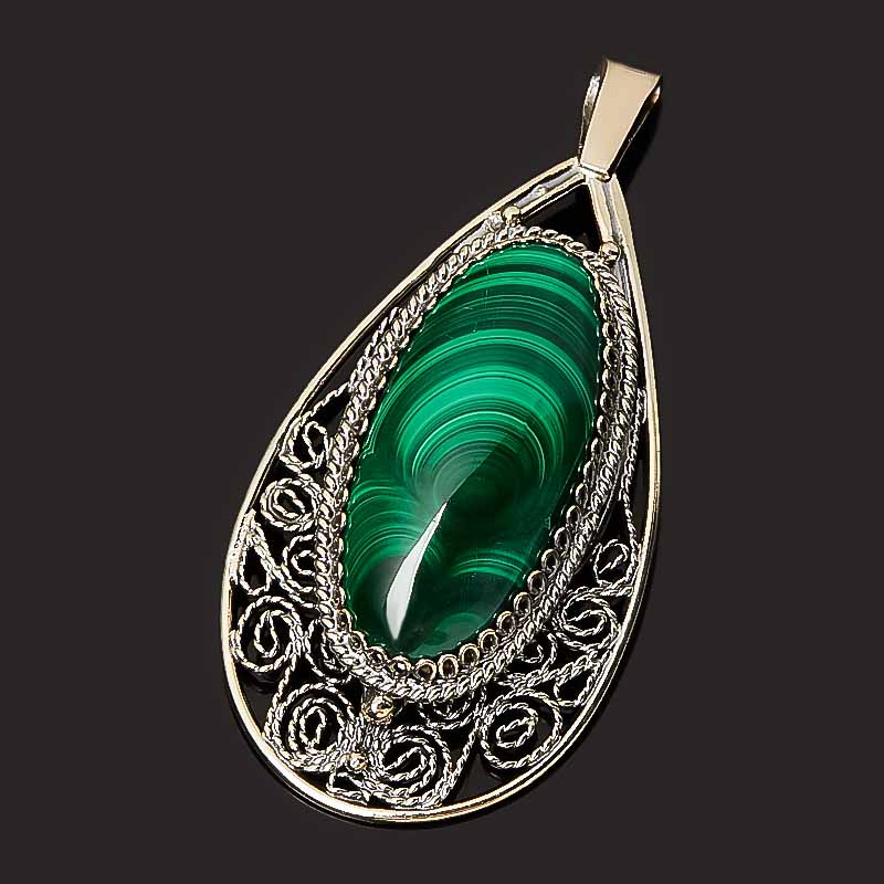 

Кулон малахит (нейзильбер) капля