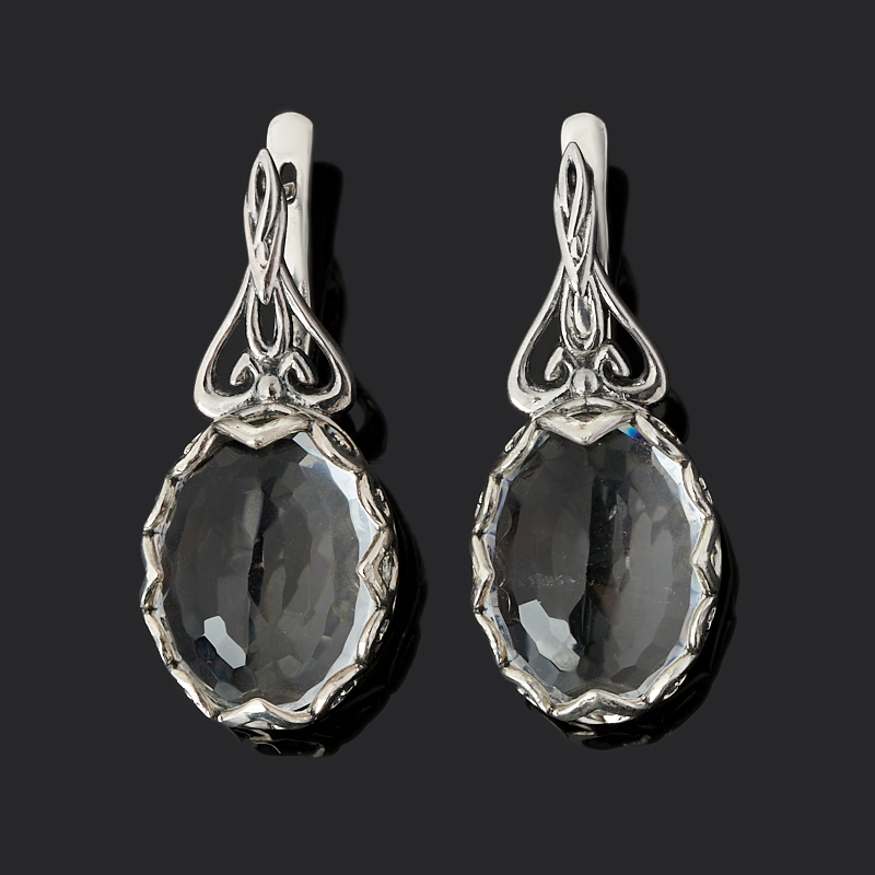 

Серьги горный хрусталь (серебро 925 пр. оксидир.) огранка