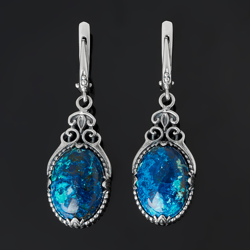 

Серьги хризоколла (серебро 925 пр. оксидир.)