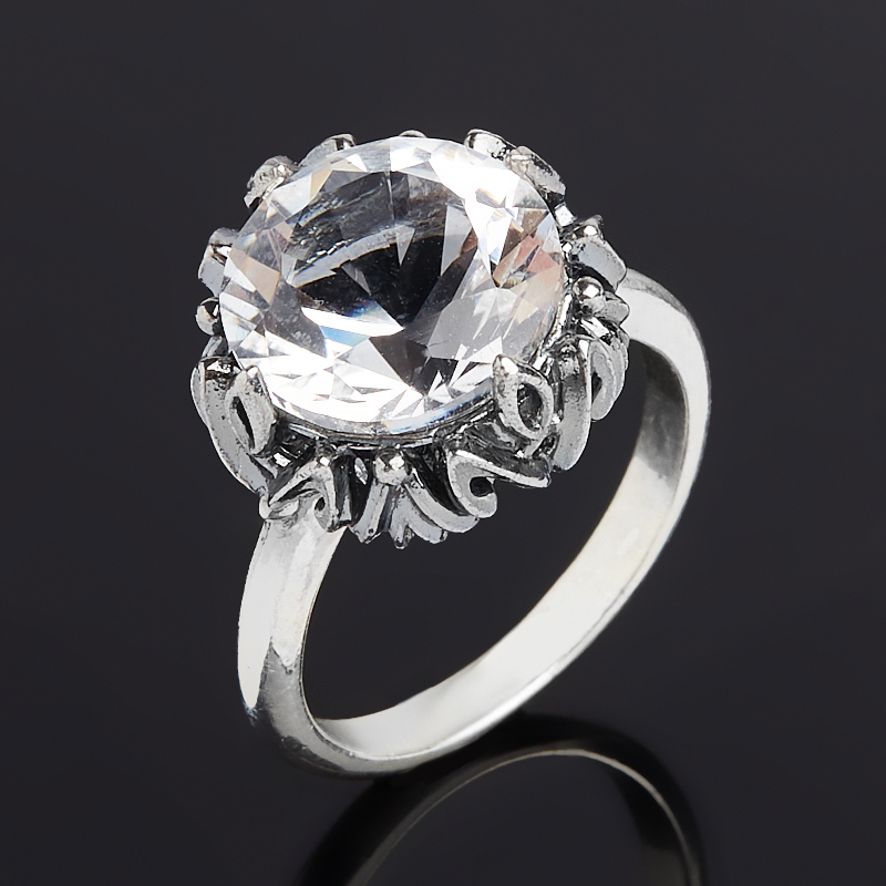 

Кольцо горный хрусталь (серебро 925 пр. оксидир.) огранка размер 17