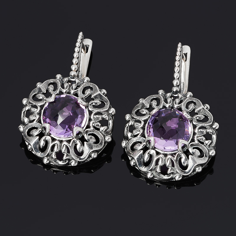 

Серьги аметист (серебро 925 пр. оксидир.) огранка