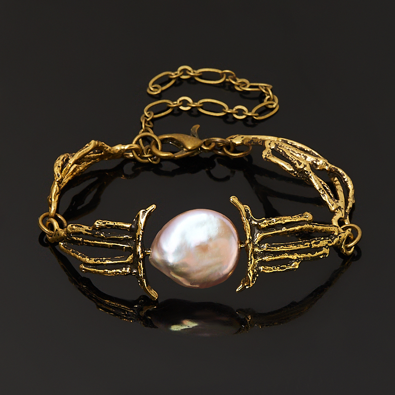 

Браслет жемчуг барокко розовый (бронза) 14 см (+5 см)