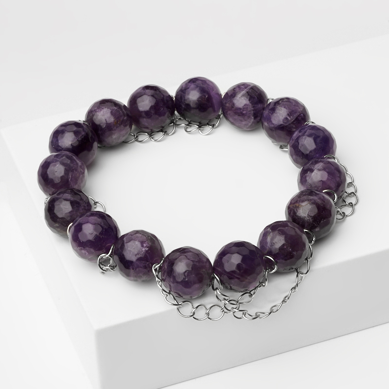 

Браслет аметист (биж. сплав) огранка 12 мм 17 см