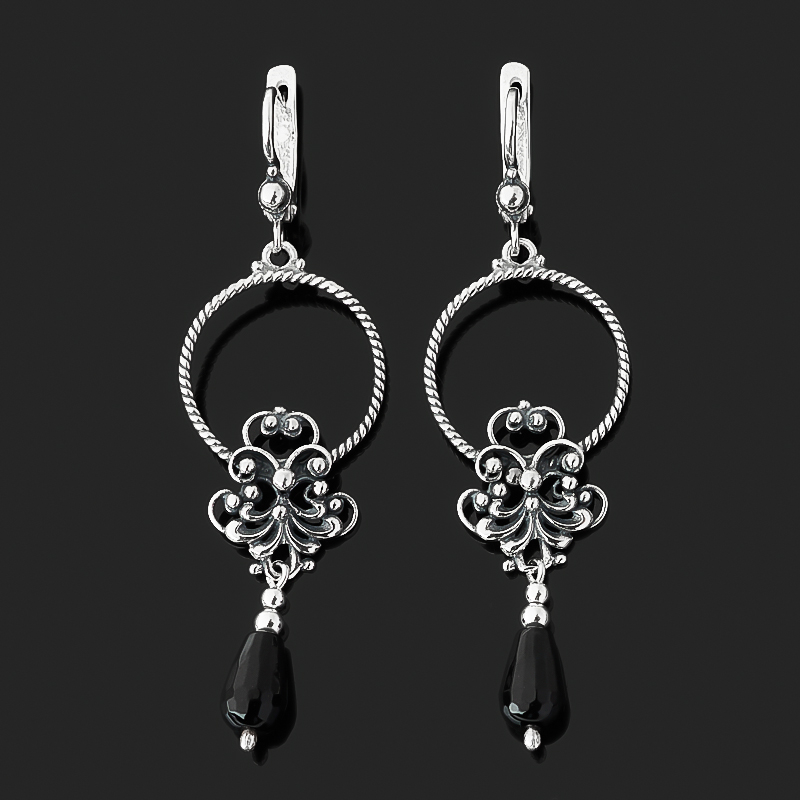 

Серьги агат черный (серебро 925 пр. оксидир.) огранка