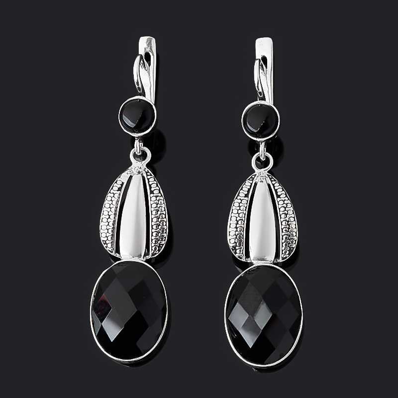 

Серьги агат черный (серебро 925 пр. оксидир.) огранка