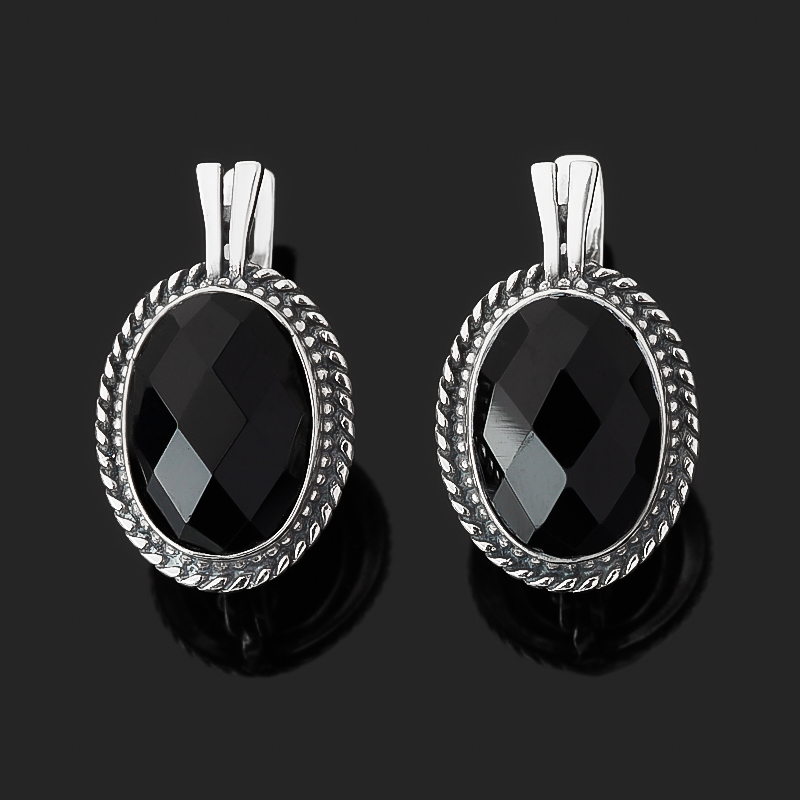 

Серьги агат черный (серебро 925 пр. оксидир.) огранка