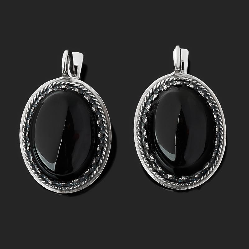 

Серьги агат черный (серебро 925 пр. оксидир.)