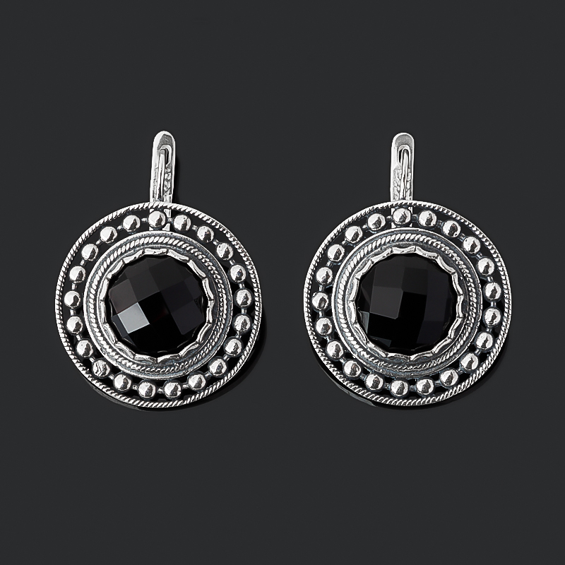 

Серьги агат черный (серебро 925 пр. оксидир.) огранка