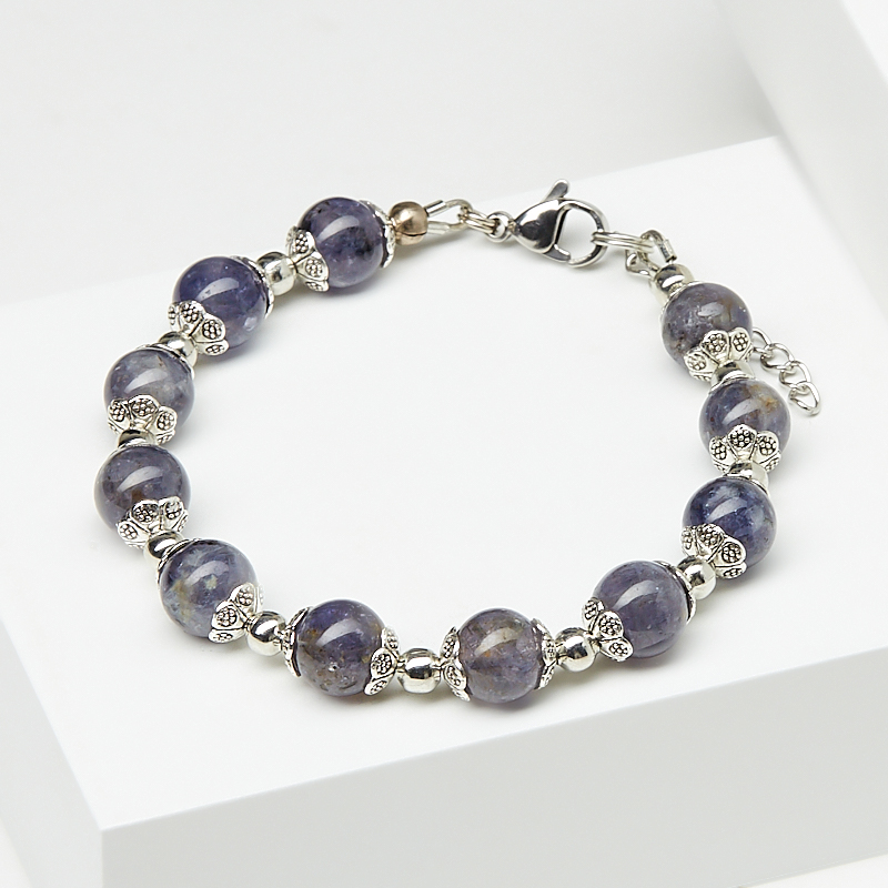 

Браслет иолит (кордиерит) (биж. сплав, сталь хир.) 8 мм 16 см (+3 см)