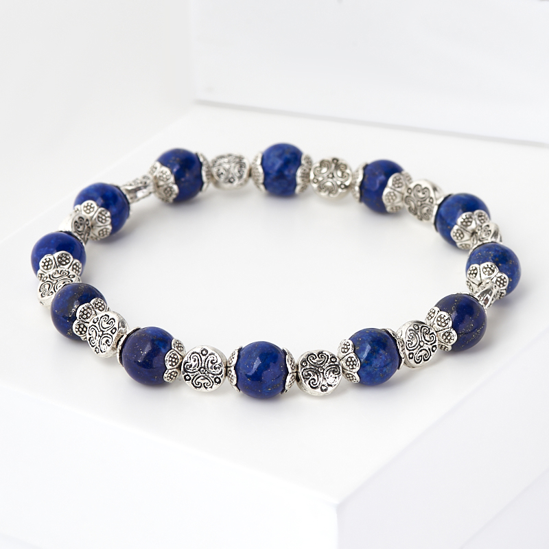 

Браслет лазурит (биж. сплав) 8 мм 17 см