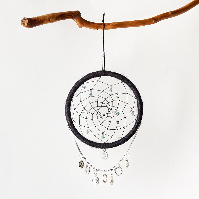 

Ловец снов турмалин голубой (индиголит) (биж. сплав, текстиль)