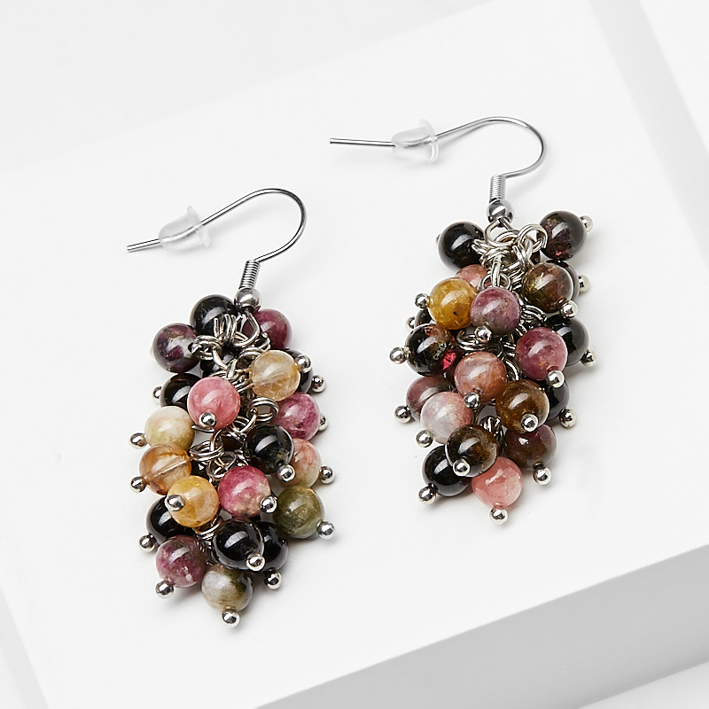 

Серьги турмалин (биж. сплав, сталь хир.)