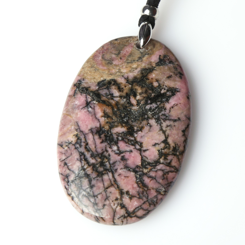 

Кулон родонит (биж. сплав, кожа натур.) овал 6 см