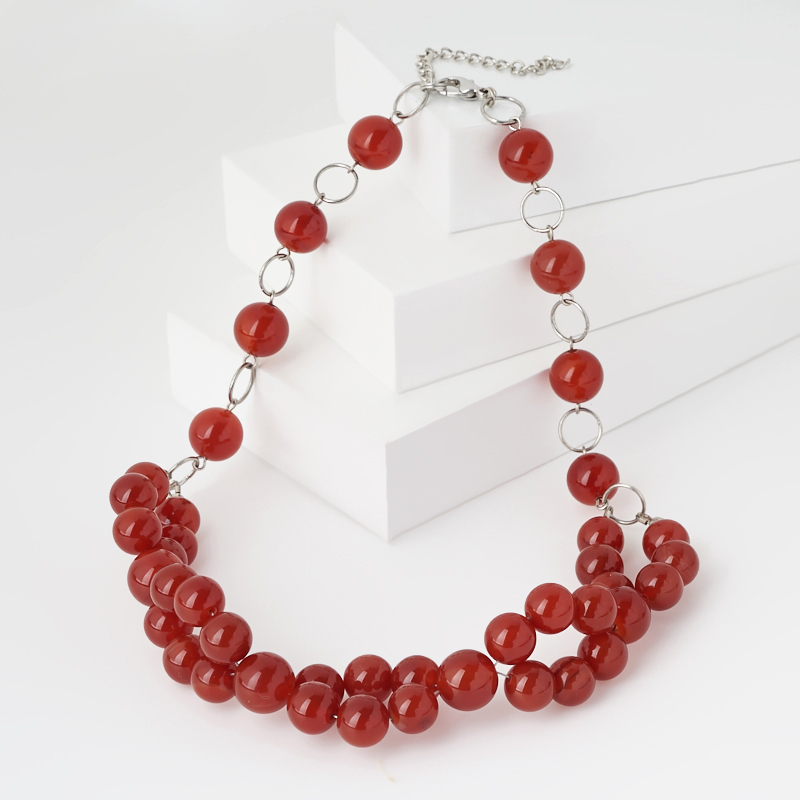 

Бусы сердолик (биж. сплав) (колье) 45 см (+7 см)