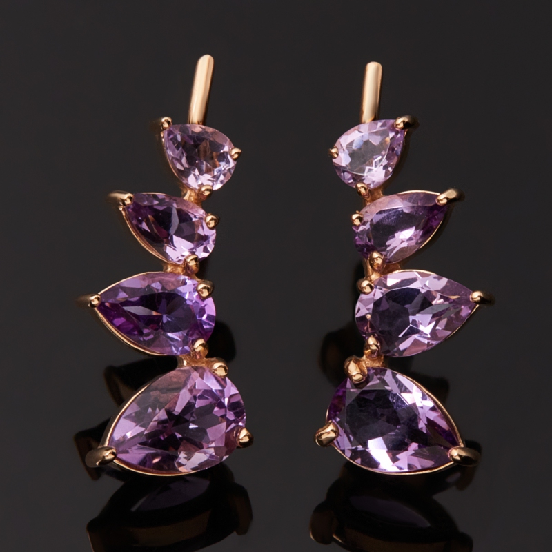 

Серьги аметист (золото 585 пр.) огранка
