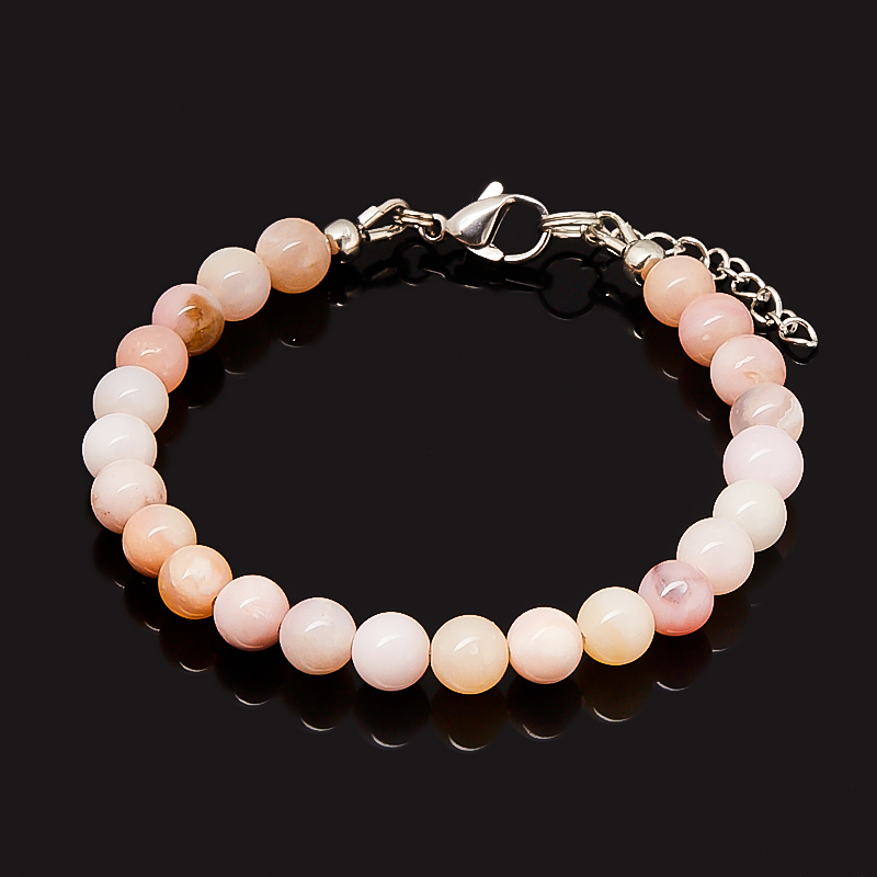 

Браслет опал розовый (биж. сплав, сталь хир.) 6 мм 16 см (+3 см)