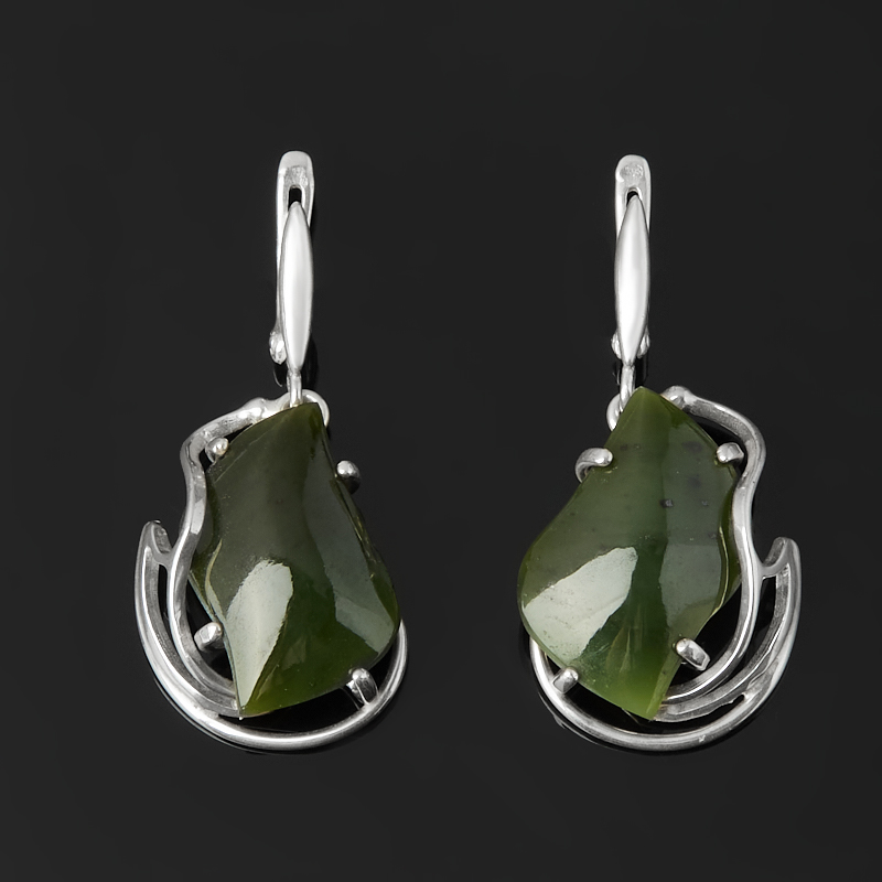 

Серьги нефрит зеленый (серебро 925 пр.)