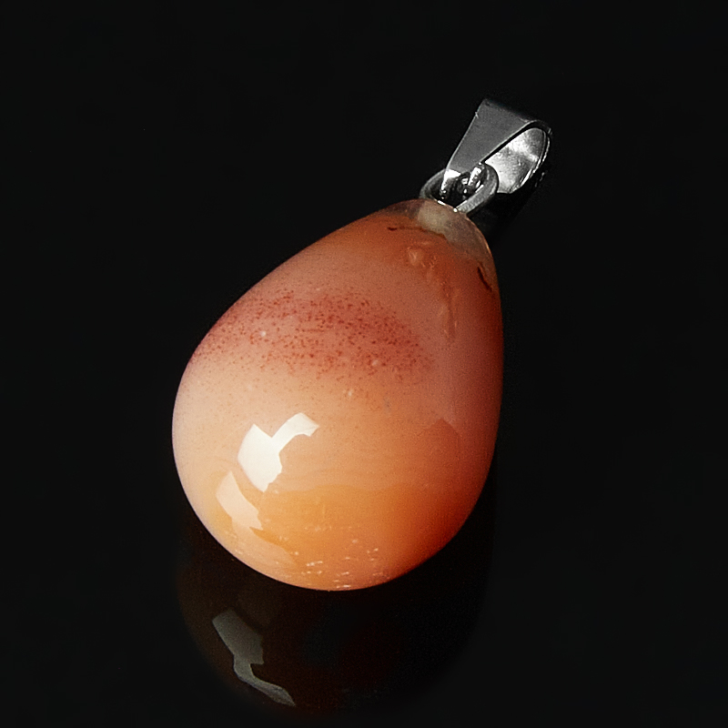 Кулон агат абрикосовый Ботсвана (биж. сплав) капля 3 см