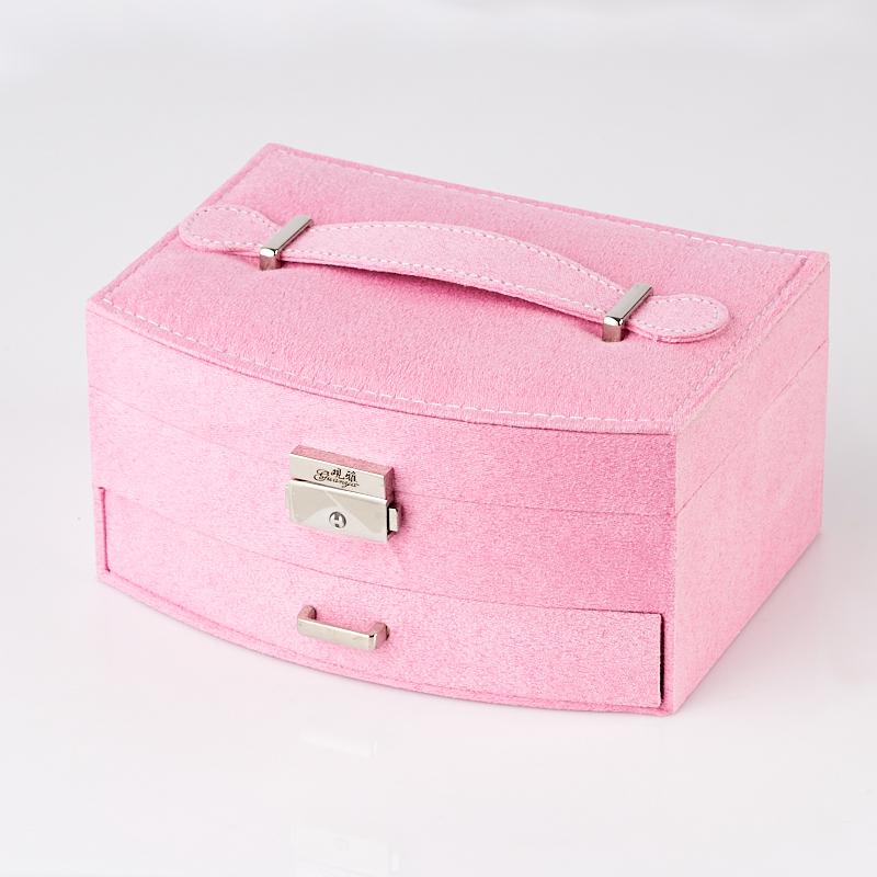 Шкатулка для хранения украшений (текстиль) (розовый) 20х15х10 см