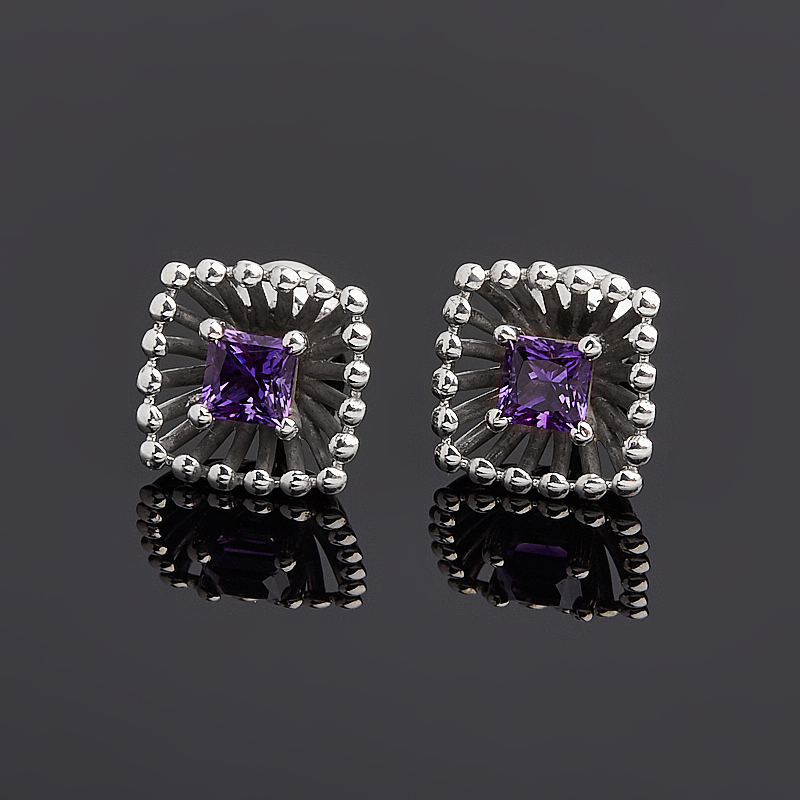 

Серьги аметист (серебро 925 пр. оксидир.) пуссеты огранка