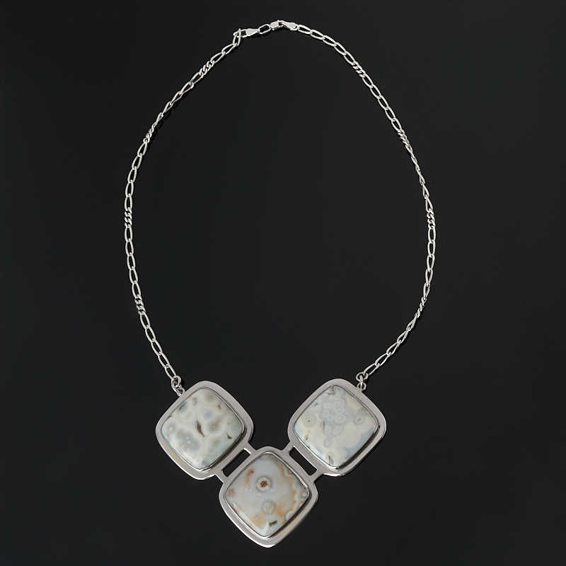 

Колье агат крейзи (серебро 925 пр. родир. бел.) 53 см