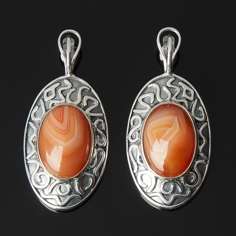 

Серьги агат красный (серебро 925 пр. оксидир.)