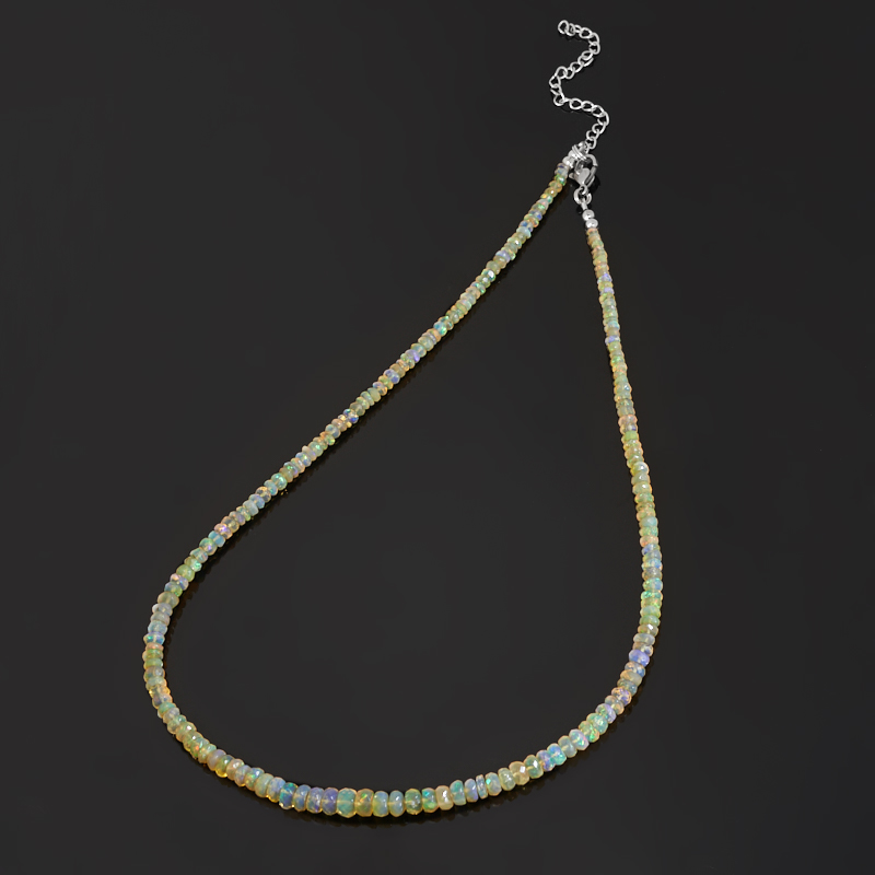 

Бусы опал благородный желтый (биж. сплав, сталь хир.) огранка 45 см (+7 см)