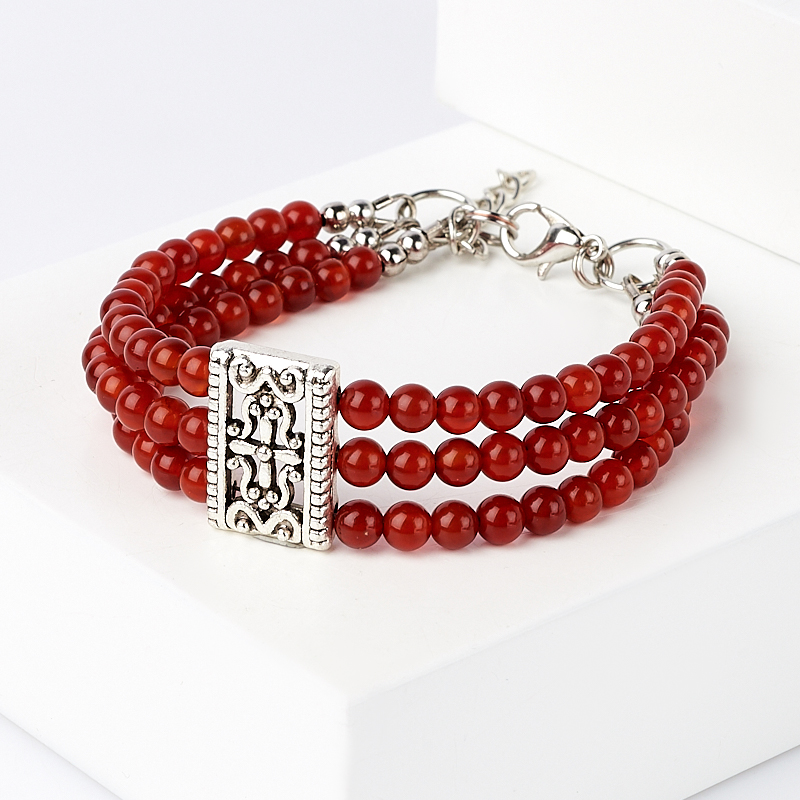 

Браслет сердолик (биж. сплав, сталь хир.) 4 мм 17 см (+3 см)