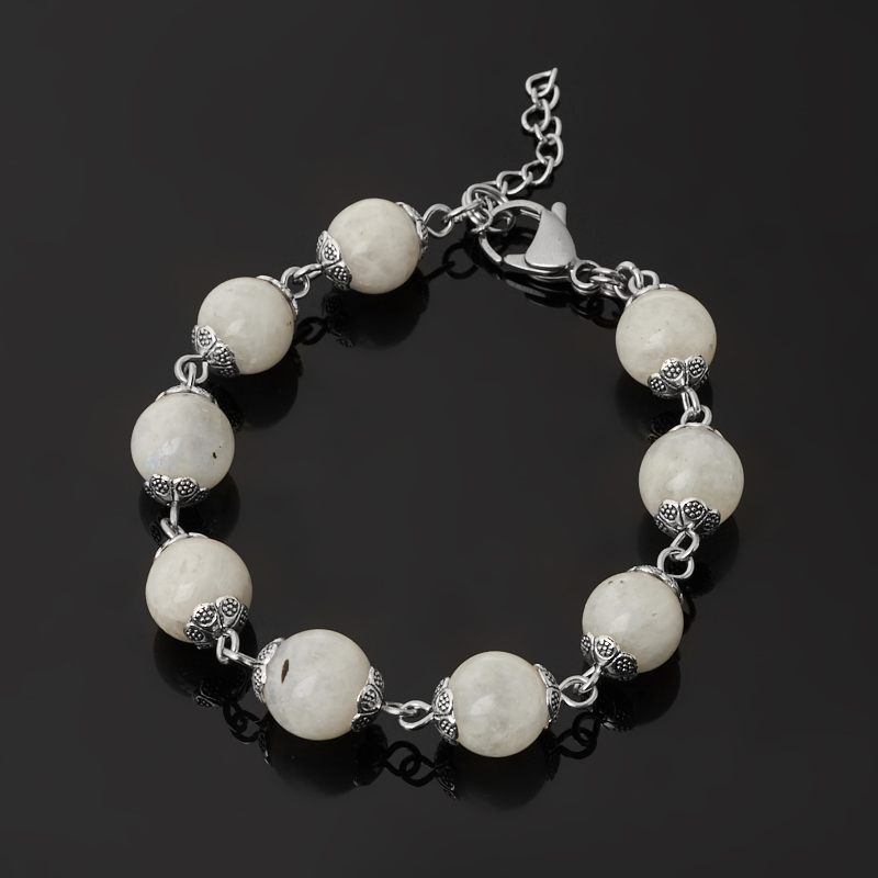 

Браслет лунный камень (адуляр) (биж. сплав, сталь хир.) 10 мм 16 см (+3 см)