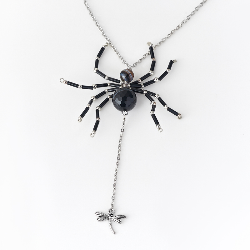 

Кулон агат черный (биж. сплав) огранка