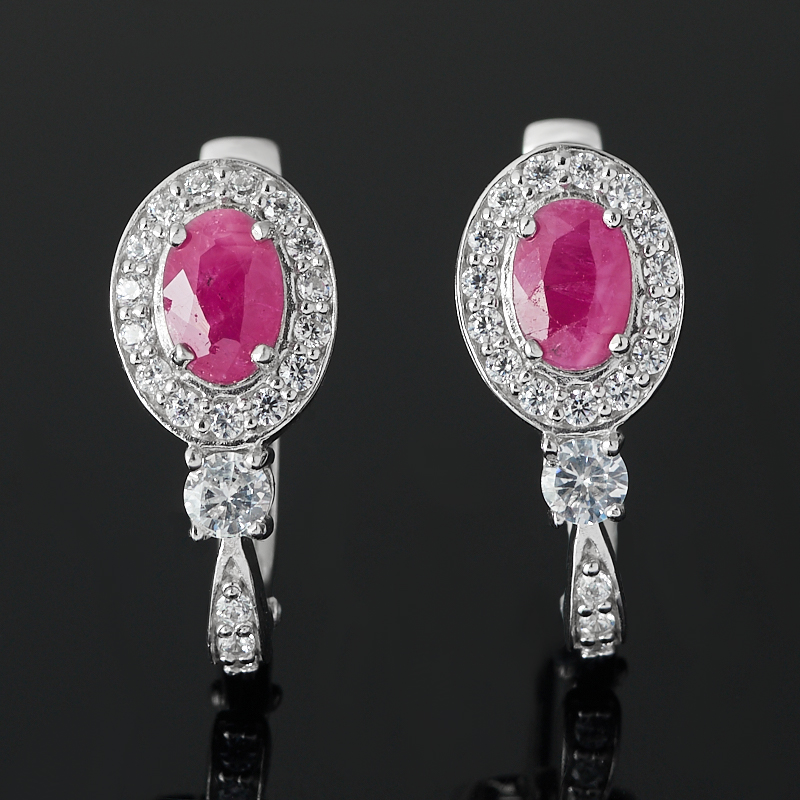 

Серьги рубин (серебро 925 пр. родир. бел.) огранка