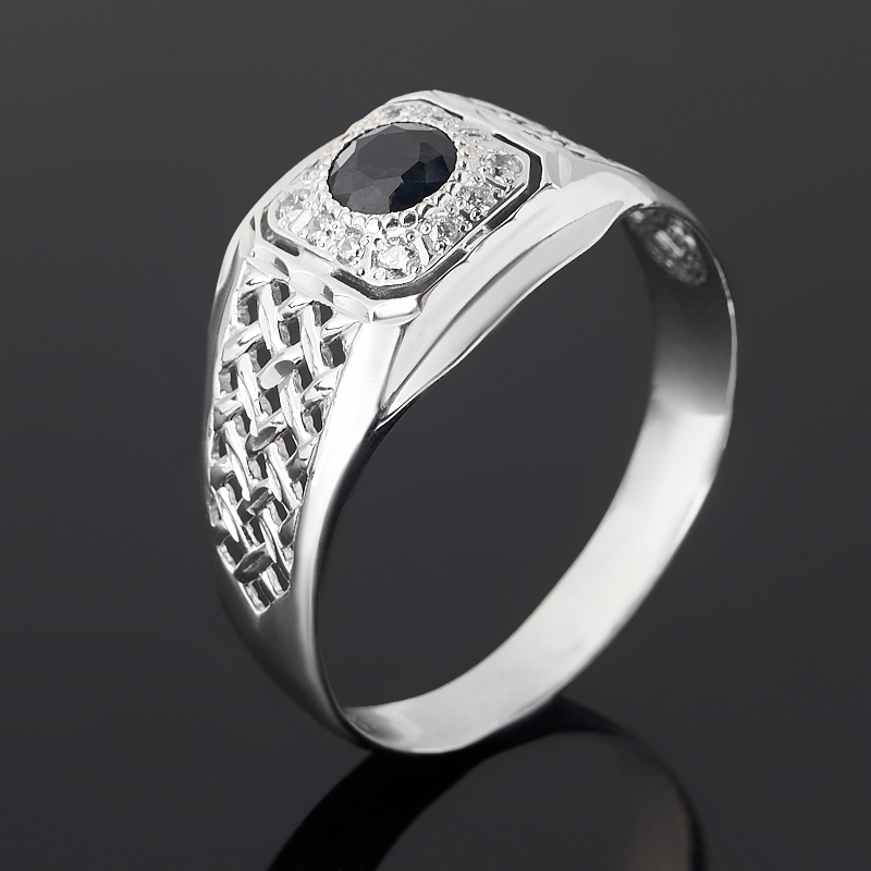 

Кольцо сапфир черный (серебро 925 пр. родир. бел.) огранка размер 22,5