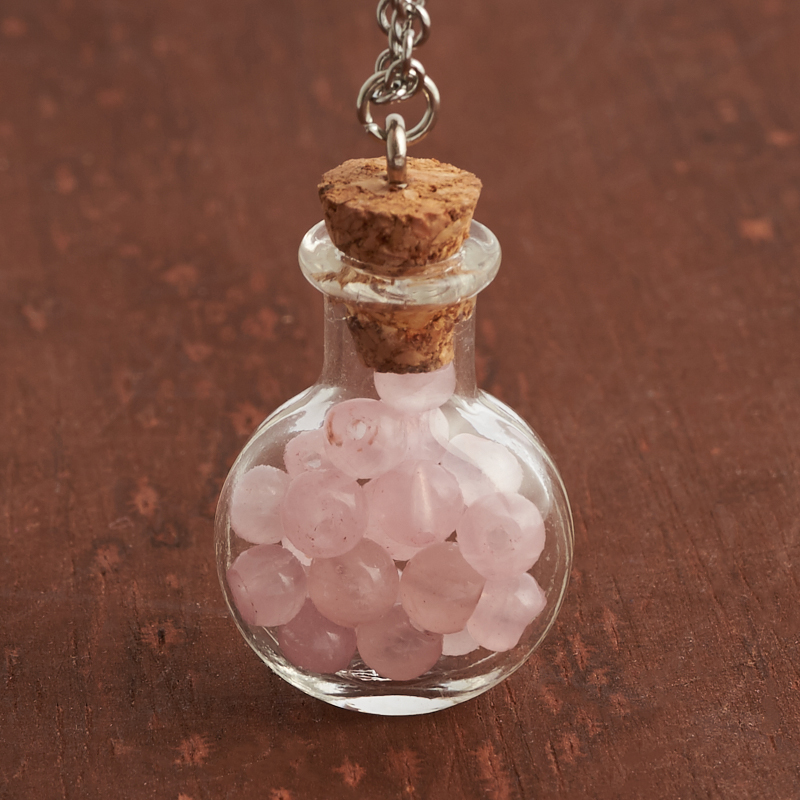 Кулон розовый кварц Бразилия (биж. сплав, сталь хир., стекло) бутылочка 3 см