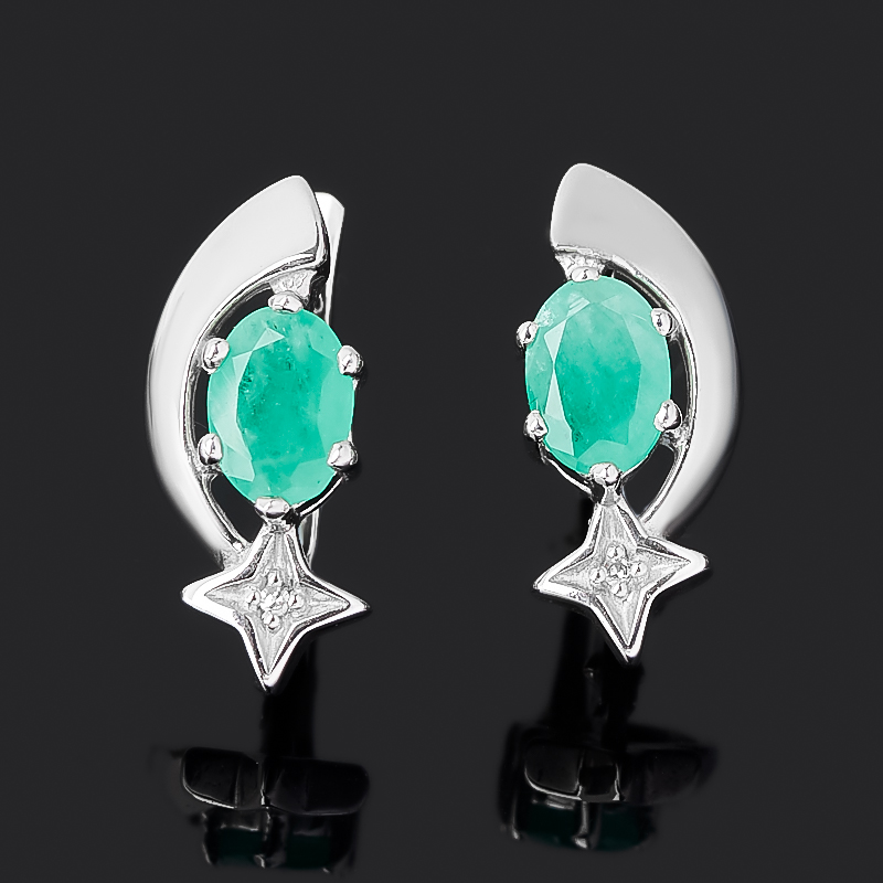 

Серьги изумруд (серебро 925 пр. родир. бел.) огранка