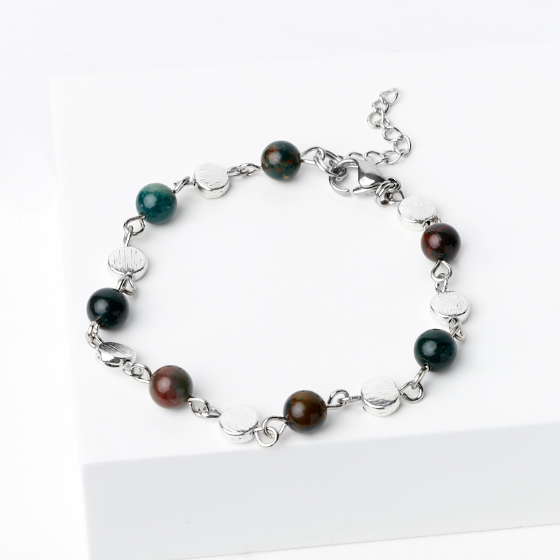 

Браслет гелиотроп (биж. сплав, сталь хир.) 6 мм 17 см (+3 см)