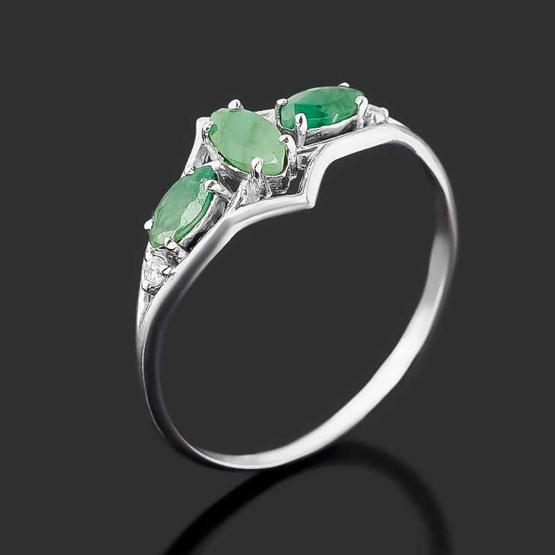 

Кольцо изумруд (серебро 925 пр. родир. бел.) огранка размер 18,5