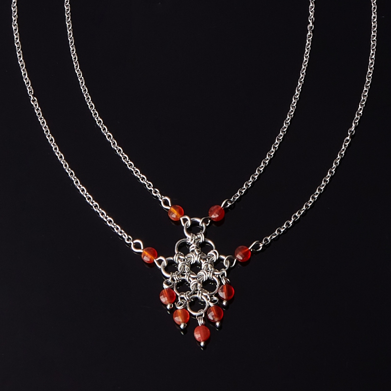 

Бусы сердолик (биж. сплав, сталь хир.) (колье) 4 мм 45 см (+7 см)